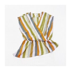 Leith Striped Top Stretch Waist Ruffled Hem SZ S